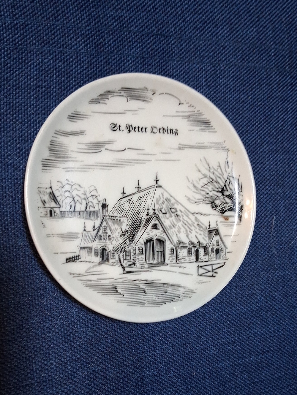 White Decorative Ceramic Plate with Black Illustration - 'St. Peter Lording'